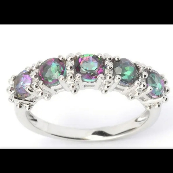 New Amazing 5 Stone Mystic Topaz Silver Ring. - Picture 2 of 3